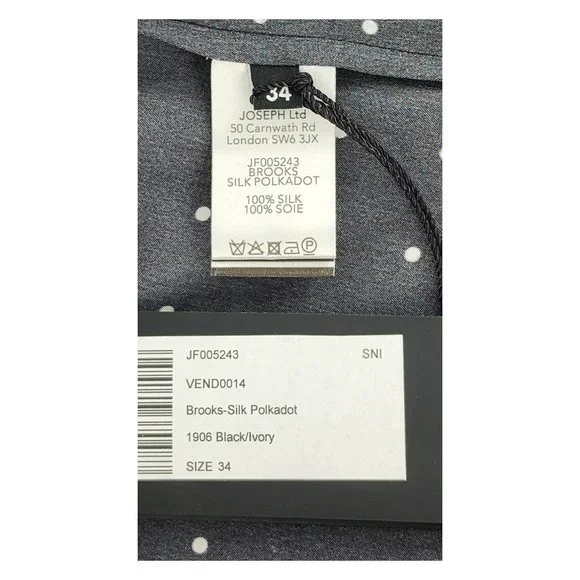 JOSEPH NWT Brooks Silk Black / Ivory Polka Dot Shirt - Picture 12 of 13